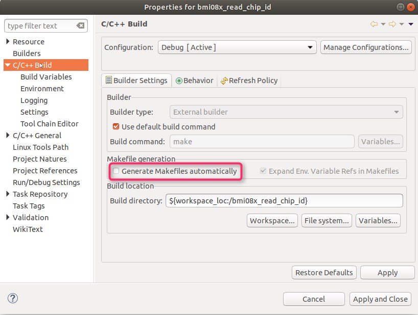 Image: Linux Eclipse Project Properties